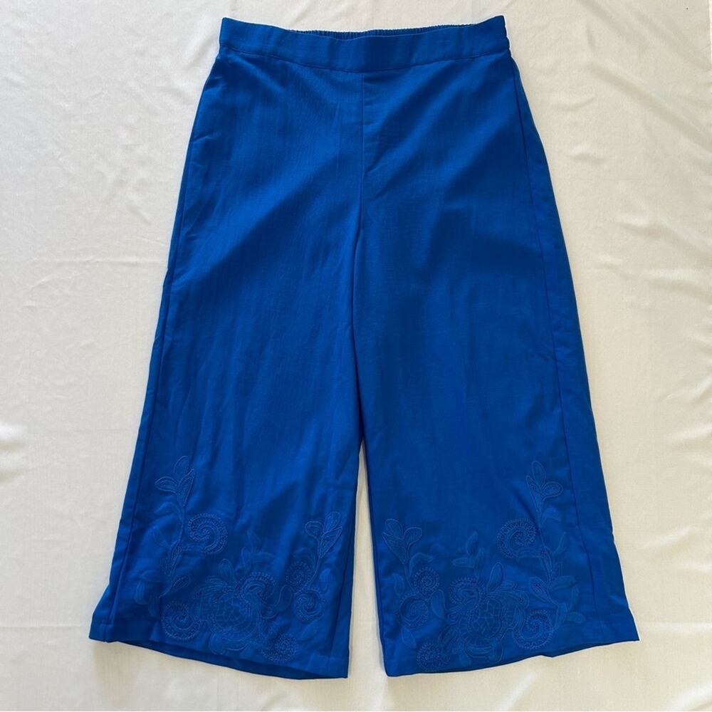 Adrianna Papell Wide Leg Cropped Pants Cobalt Blue XL NWT